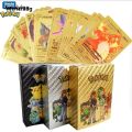 Wenefang Sutuiying Hot 55Pcs Pokemon Gold Foil Card VMAX GX Cards English French Fifty percent discount Luxury Spanish Pikachu Charizard Arceus Colour Pokémoned Cards Gift. 