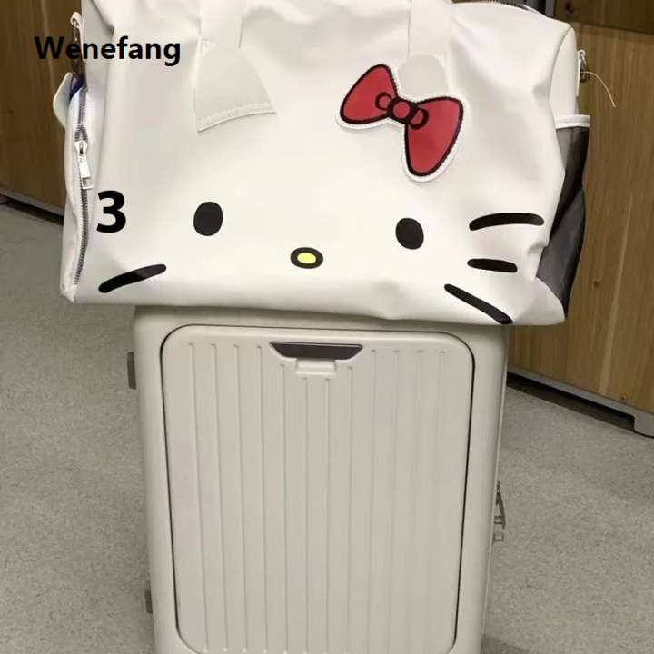Wenefang sanrio Hello Kitty Cartoon Large Bag shoulder Leather PU Portable 2025 New Gym Bag Crossbody Large Capacity Travel Bag Personality