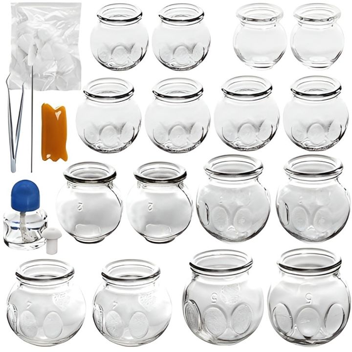 Professional Chinese Acupoint Cupping Therapy Sets, 16 Pcs Glass ...