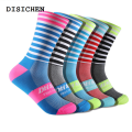 DISICHEN Hot Selling Stripe Cycling Socks Elastic Fit Professional Cycling Comperssion Sports Socks Healthy Comfortable Improve Muscle Strength. 