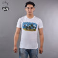 JUJU Wears White Colour Nepali Chopper Printed Cotton Tshirt For Unisex. 