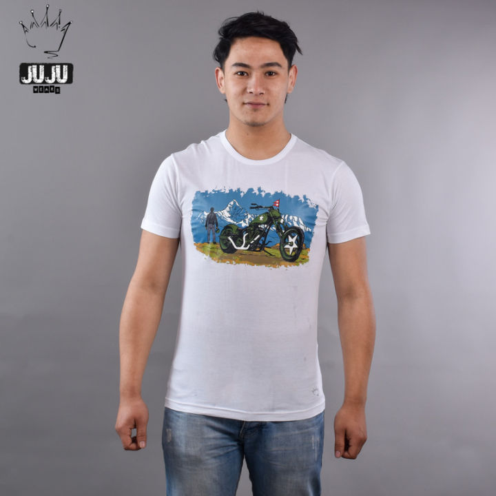 JUJU%20Wears%20White%20Colour%20Nepali%20Chopper%20Printed%20Cotton%20Tshirt%20For%20Unisex%20-%20Image%203