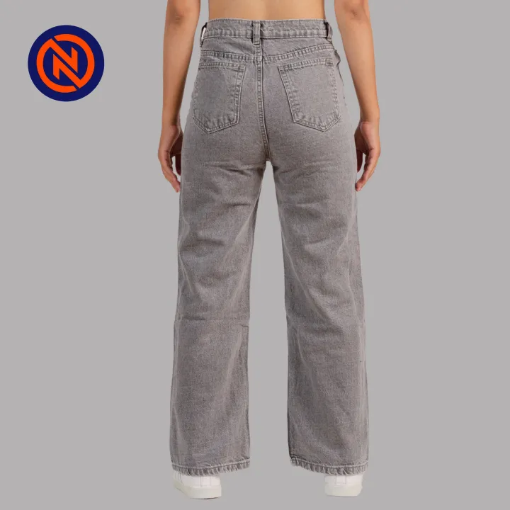 Nepster%20Light%20Grey%20Belt%20High%20Rise%20Non%20Stretch%20Straight%20Jeans%20For%20Women%20-%20Image%204