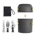 Outdoor hiking Camping Cookware Set 1-2 Person Outdoor Lightweight Cooking Pots for one person survival cookware. 