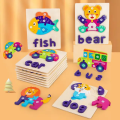Cute Baby Colorful Wooden Dog Shaped Puzzle, Numerical Number with Animal Name Early Learning & Education Toys 3D Jigsaw Montessori Puzzle for Kids. 