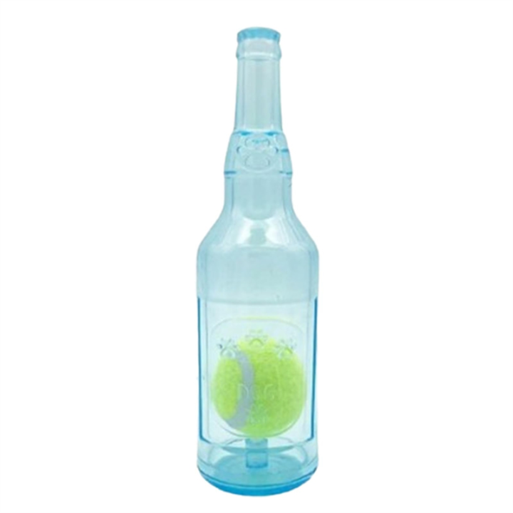 Sojhoop Dog Toy Water Bottle Cruncher Chew Bottle Toys for Dogs Plastic Water Bottle Chew Toys for Dogs with Ball Blue