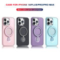 Phone Case with 360-degree Rotatable Magnetic Ring Stand Shockproof Translucent Phone Cases for iPhone15/PLUS/Pro/Pro Max. 