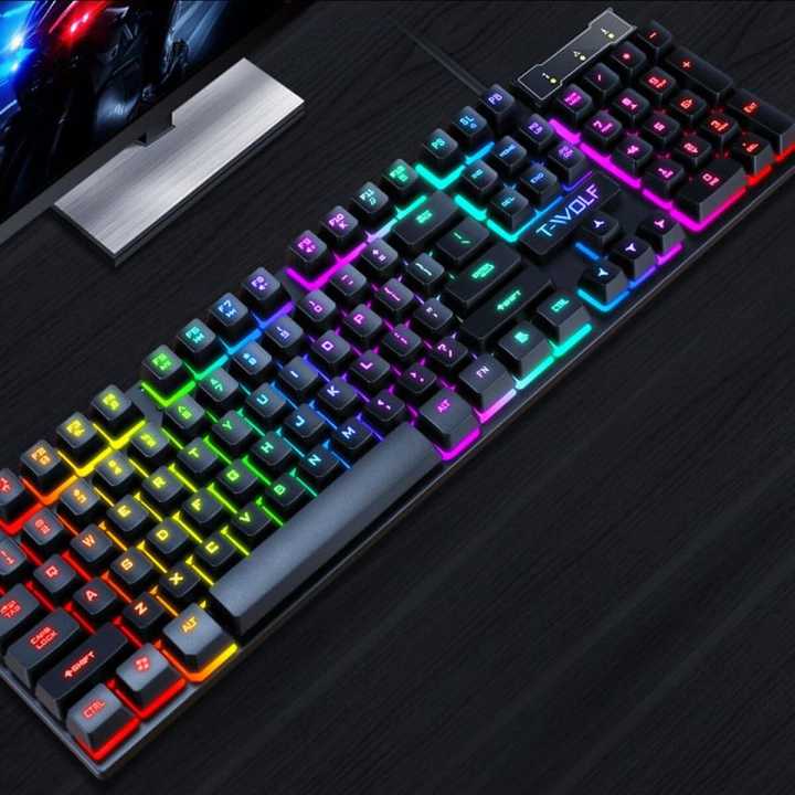 T-WOLF T20 RGB LED Backlight USB Mechanical Gaming Keyboard With Multimedia Keys Support