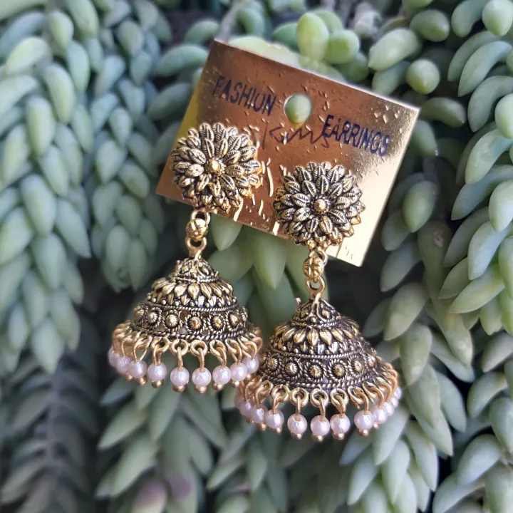 Gold%20Toned%20%20Earrings%20/%20Jumka%20/Pinjada%20jhumka%20/%20For%20Wedding%20Ethnic%20-%20Image%203