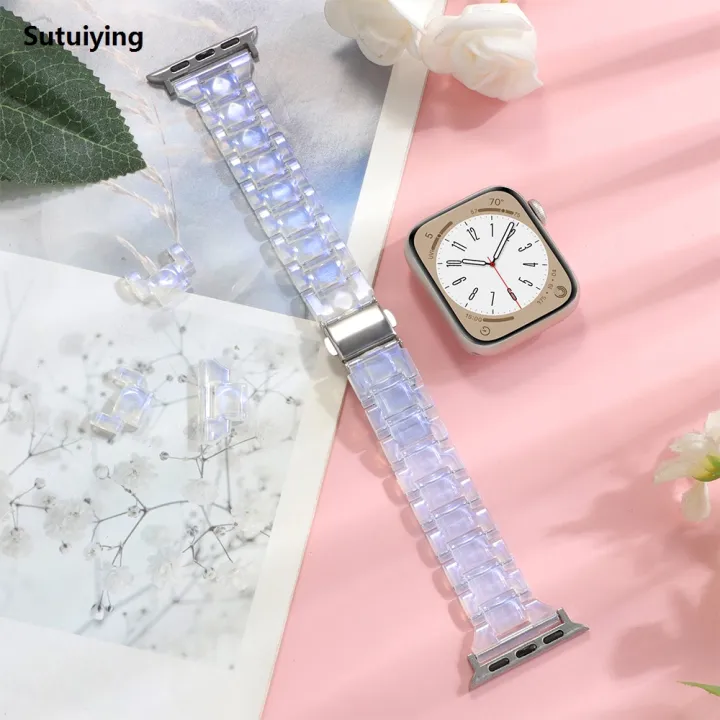 Sutuiying%20Women%20Slim%20Resin%20Band%20For%20Apple%20Watch%2038mm%2040%2041mm%2042%2044%2045mm%20Girl%20Colorful%20Strap%20For%20iWatch%20Series%209%208%207%206%205%20se%204%203%20ultra%2049mm%20-%20Image%205