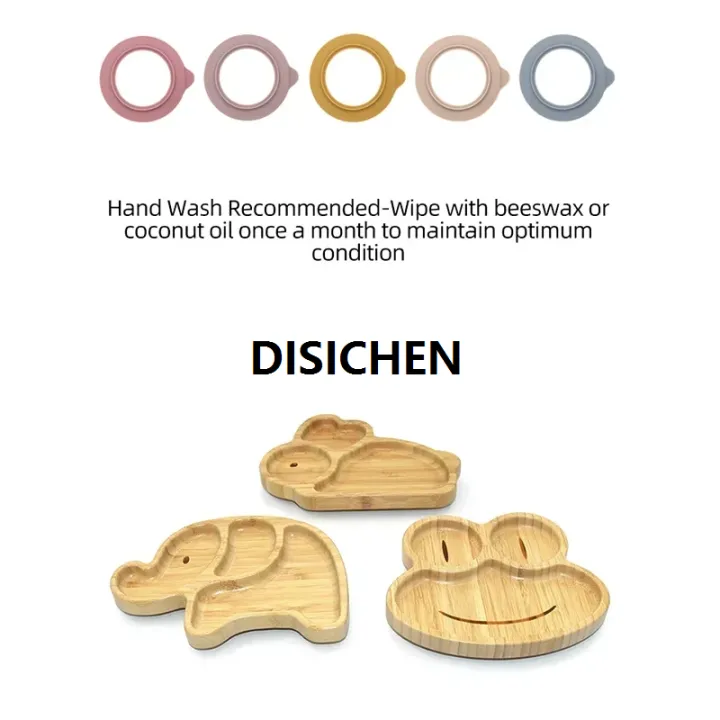 DISICHEN%20Children's%20Animal%20Pattern%20Bamboo%20Tableware%20with%20Base%20Suction%20Cup%20Baby%20Feeding%20Tableware%20Bamboo%20Plate%20Dinner%20Plate%20BPA%20Non-slip%20Affordable%20-%20Image%203