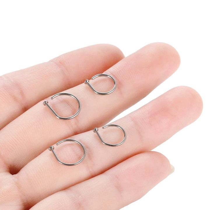 HOT%201PC%20ASTM%20F136%20Titanium%20Nose%20Piercing%2018G%2020G%20D%20Shaped%20Tragus%20Helix%20Nariz%20Stud%20Earring%20Hoop%20Septum%20Ring%20Nostril%20Body%20Jewelry%20-%20Image%203