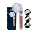 Handheld High Pressure Filter Filtration Stone Stream Water Saving Shower Head  Ionic with 3-Way Modes for Dry Skin and Hair (Clear). 