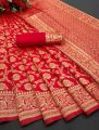 Perfect Kanjivaram Soft Art Silk Red Saree For Women Bridal Wedding Saree With Blouse Piece. 