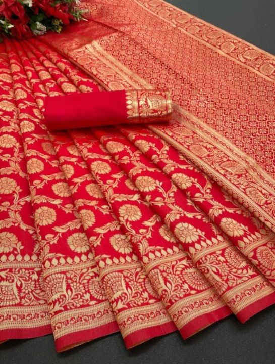 Perfect%20Kanjivaram%20Soft%20Art%20Silk%20Red%20Saree%20For%20Women%20Bridal%20Wedding%20Saree%20With%20Blouse%20Piece%20-%20Image%205
