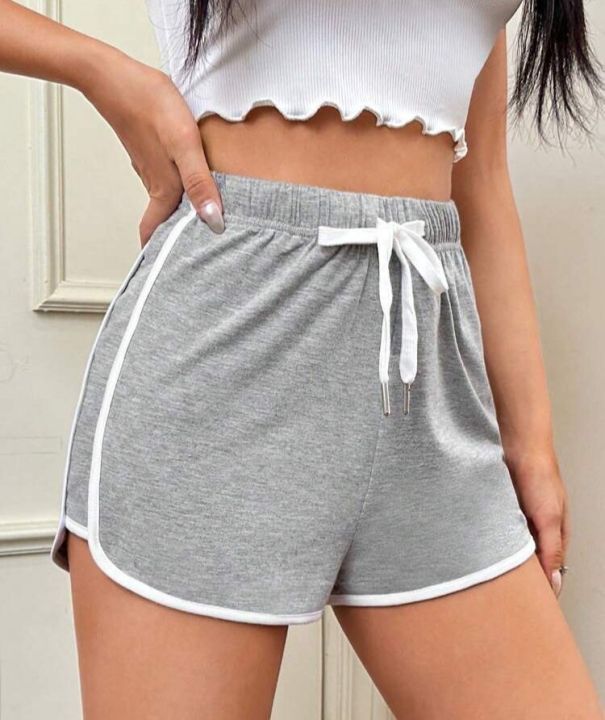 Girls Elastic Waist Contrast Binding Shorts