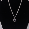 Pure Silver Necklace For Girl / Pure 22k Silver Chain And Locket With Blue Stone For Girl. 