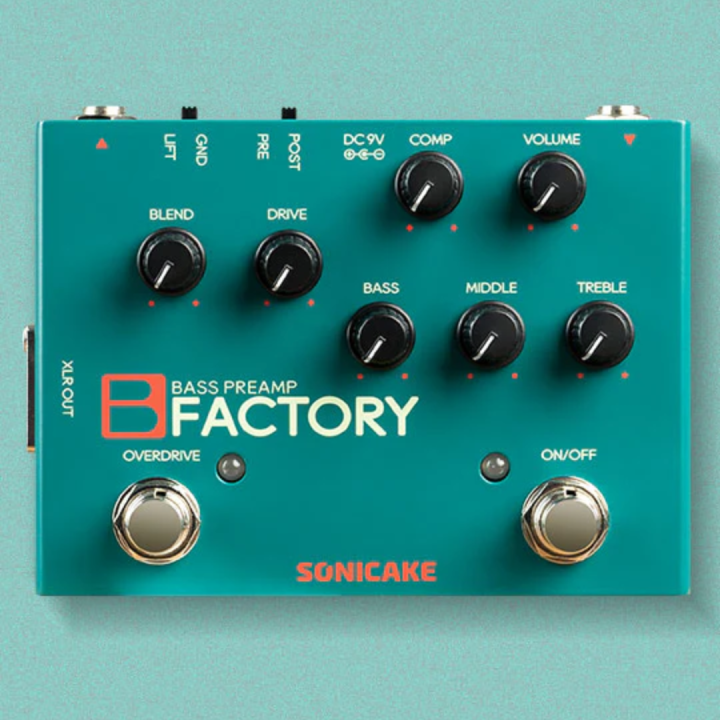 Sonicake B Factory Bass DI - Analog Preamp, comp and Overdrive - 2-in-1 Guitar Effects Pedal