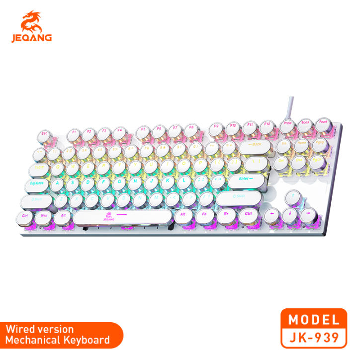 JEQANG JK-939 87-Key RGB Backlit Punk Mechanical Keyboard USB Interface  Gaming Keyboard in Tablet Style