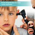 Otoscope Ear Checker - Fiber Optic Digital Bright LED Ear Light Design Battery Operated & 3X Magnification - Washable Speculum Tip for Pediatric Adult & Veterinary. 
