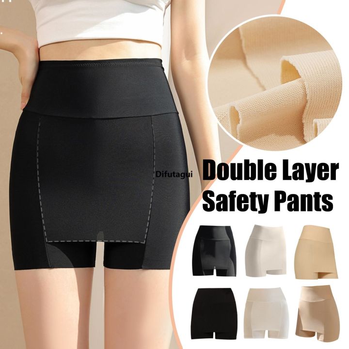 Difutagui%20Ice%20Silk%20High%20Waist%20Women%20Tummy%20Control%20Seamless%20Shorts%20Double%20Fashion%20Layer%20Under%20The%20Skirt%20Boxer%20Safety%20Pants%20Women%20Shapewear%20-%20Image%202