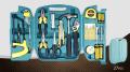 Stainlesssteel and Plastic Hand Tools Box Set 27 In 1. 