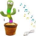Dancing Cactus Toy Song Singing,Talking,Record & Repeating What You say Electric Cactus, Wiggle Mimicking Cactus Plush Toy, LED Light for Home Decor & Babies Interaction. 