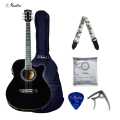 Mantra Karma 40" 3-Band Equalizer and Tuner Guitar with, Bag, Capo, Pick, String, Strap - Black - Musical Instruments. 
