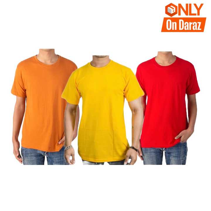 Plain Cotton T-Shirt 3 Pcs Combo set For Men