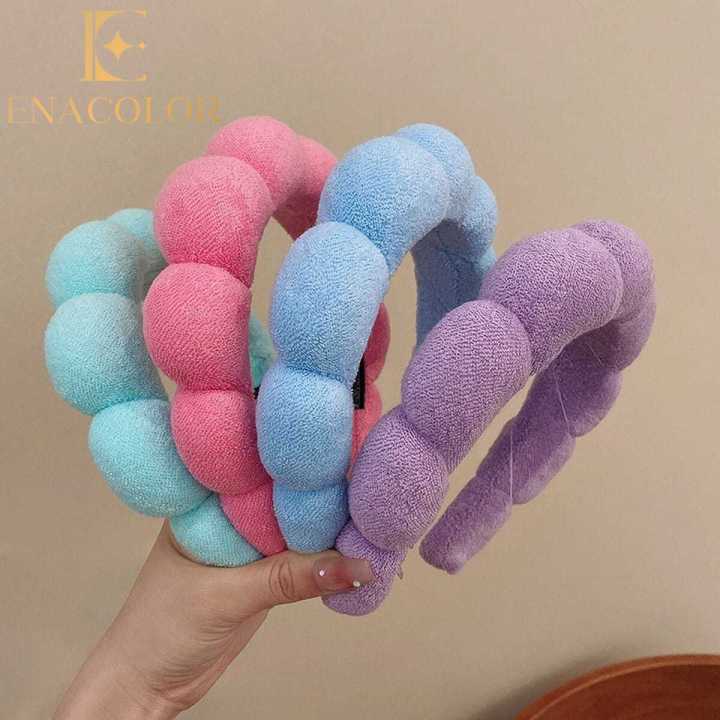 Enacolor Minimalist Candy Colored Cloud Sponge Hairbands for Women Girl Autumn Winter Temperament Bundle Hair Hoop Accessories
