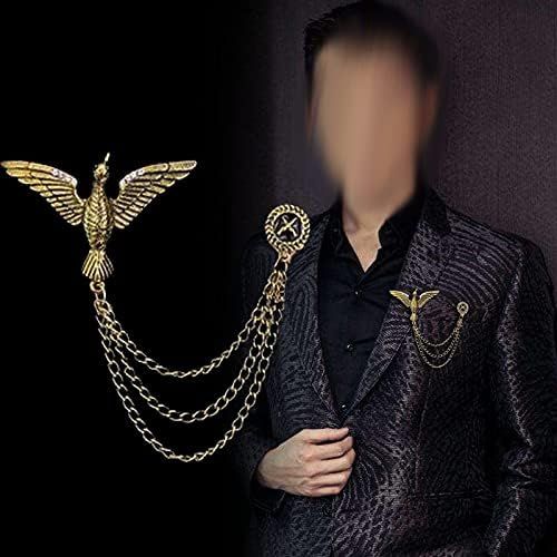 1 Piece Eagle Brooch Badges for Suit Lapel Pins for Men Chain Brooch