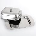 Luxious Stainless Steel Butter Dish Box Container Shiny Cheese Server Storage Keeper Tray with Easy to Hold Lid. 