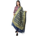 Blue Banarasi Flower Print Shawl For Women. 