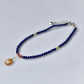 【New arrival】Natural lapis lazulestone anklet female temperament soft simple cute with beeswax south red pearl 14k bag gold chain. 