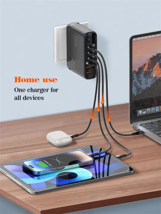 LDNIO%20A6140C%20140W%20Fast%20charging%206%20USB%20Ports%20LED%20Display%20GaN%20Laptop%20Mobile%20Charger%20-%20Image%202