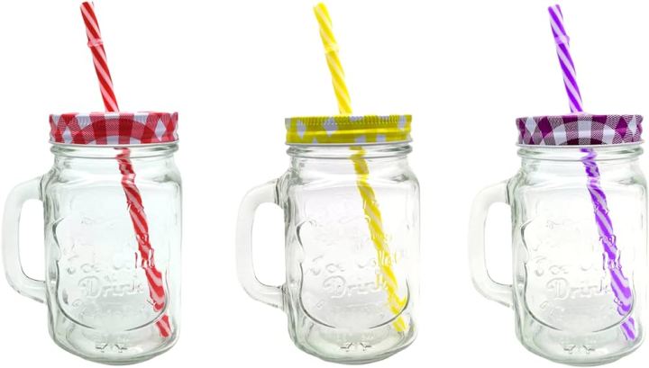 Glass Mason Jar with Straw