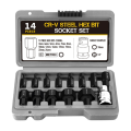14Pcs Allen Hex Bit Socket Set 3-24mm Allen Key Hex Wrench Head Tool for Ratchet 1/2 Inch Drive Screw Driver. 