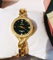 Golden Quartz Waterproof Watch For Women. 