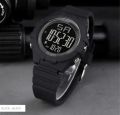 SKMEI 1715 Men Digital Stopwatch LED Light Week Date Indicator Wristwatch - Black. 