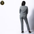 Boss Lady Single Breasted Classic Grey Formal Coat and Pant Set For Women. 