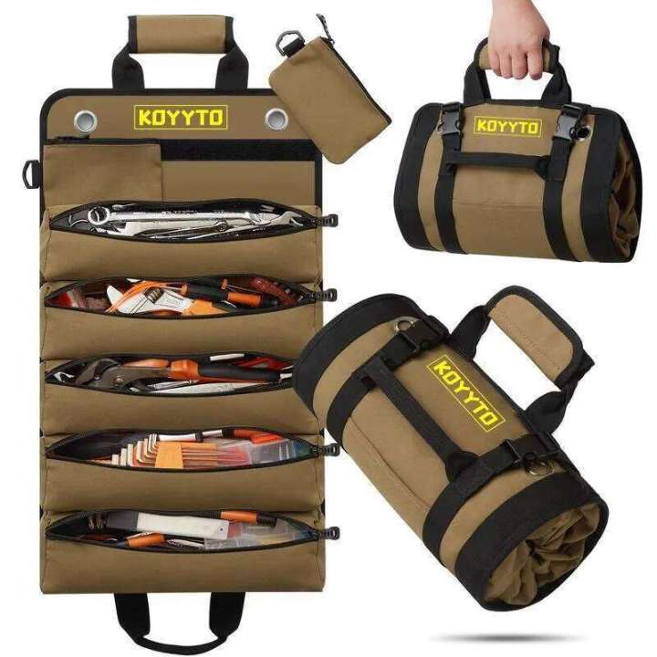 Premium Roll Up Bag,Heavy Duty Small Tool Bag Storage with W/Detachable Pouches,Waterproof Oxford Cloth,Gifts