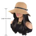 Casual Sun Protection Summer Straw Sun Hat Wig Breathable Foldable Fisherman Hat with Built-in Wig Wide Brim Hairpiece Long Wavy Curly Hair Vacation Accessory. 