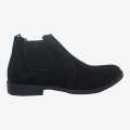 Black Pointed Suede Leather Chelsea Boots For Men. 