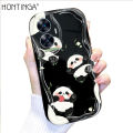 Hontinga for Realme C55 Back Cover Panda Cream Wavy Edge Silicone Phone Case. 