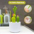 4 Piece Cleaning Cactus Baby Brush Set, Long Handle Water Bottle Cleaner, Home Use Cups and Straws. 