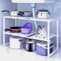 Multifunction Two Layers Space Arrangement Frame Adjustable kitchen Rack. 