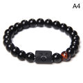 12 Constellation Zodiac Signs Beads Couple Bracelet Natural Black Onyx Stone Elastic Charm Bracelet for Men MNP. 