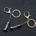 NEW Cylinder Glass Vial Keychain for Ash Sand Steel Wishing Bottle Pendant Keepsake Openable Screw Cap Perfume Jars. 