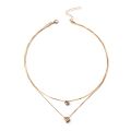 Enacolor Delicate Zircon Heart Water Drop Pendant Necklace for Women Bilayer Golden Metal Clavicle Chain Jewelry Accessories New 2024. 