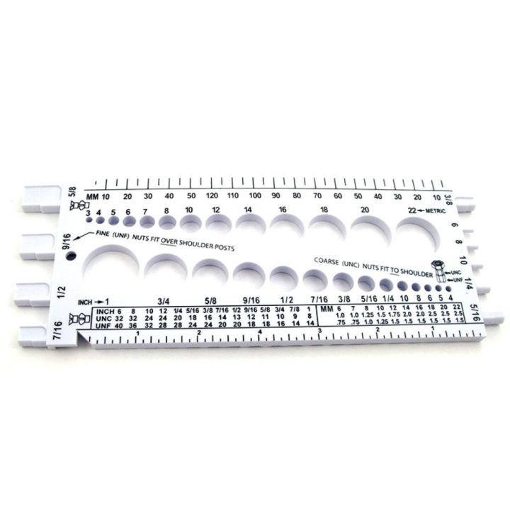Practical Plastic Nut and Bolt Thread Checker with Inch and Centimeter Ruler Durable Bolt and Nut Identifier Gauge Nut Bolt Size and Thread Identifier Toolbox